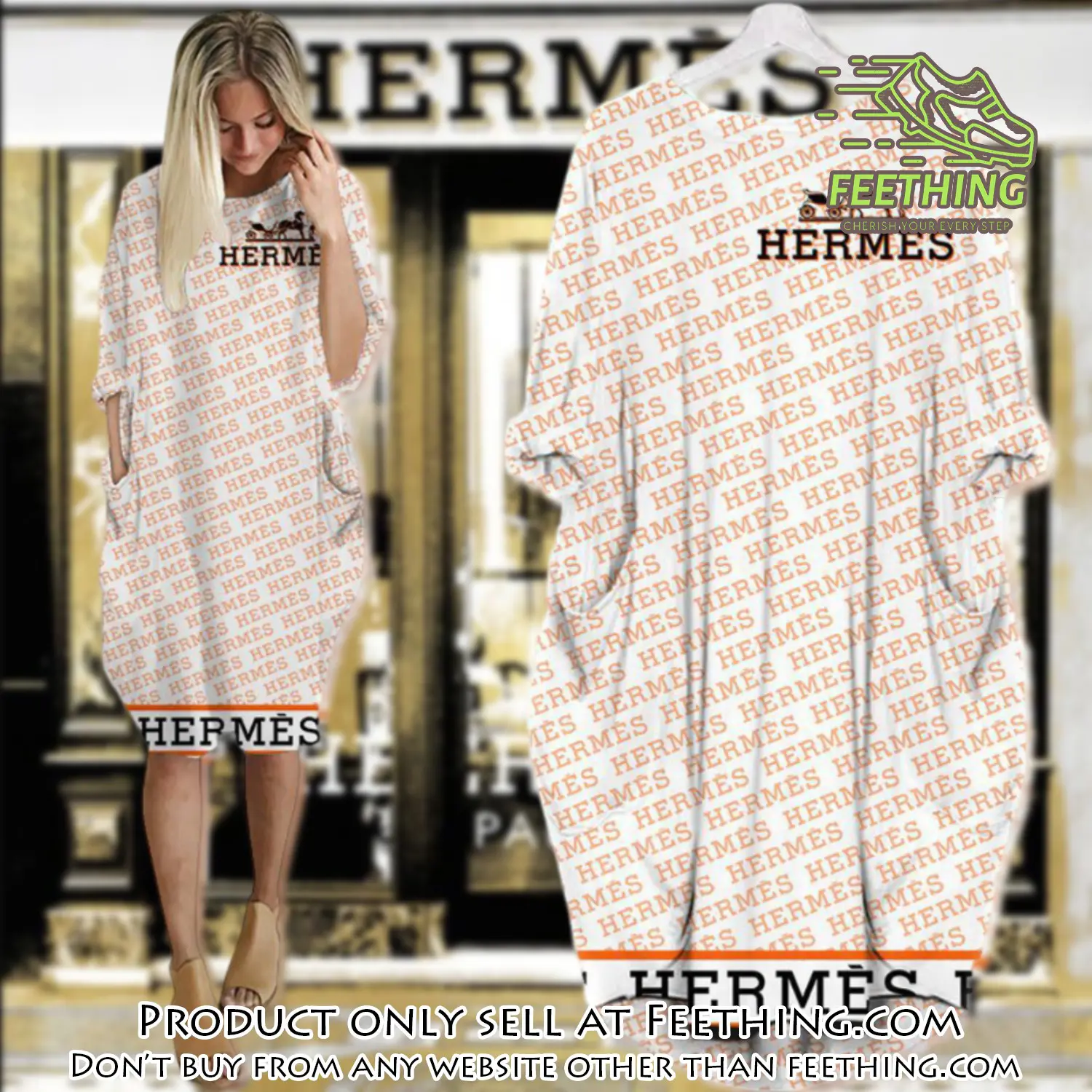 Hermes white batwing pocket dress luxury brand for women pd081 ft4838212